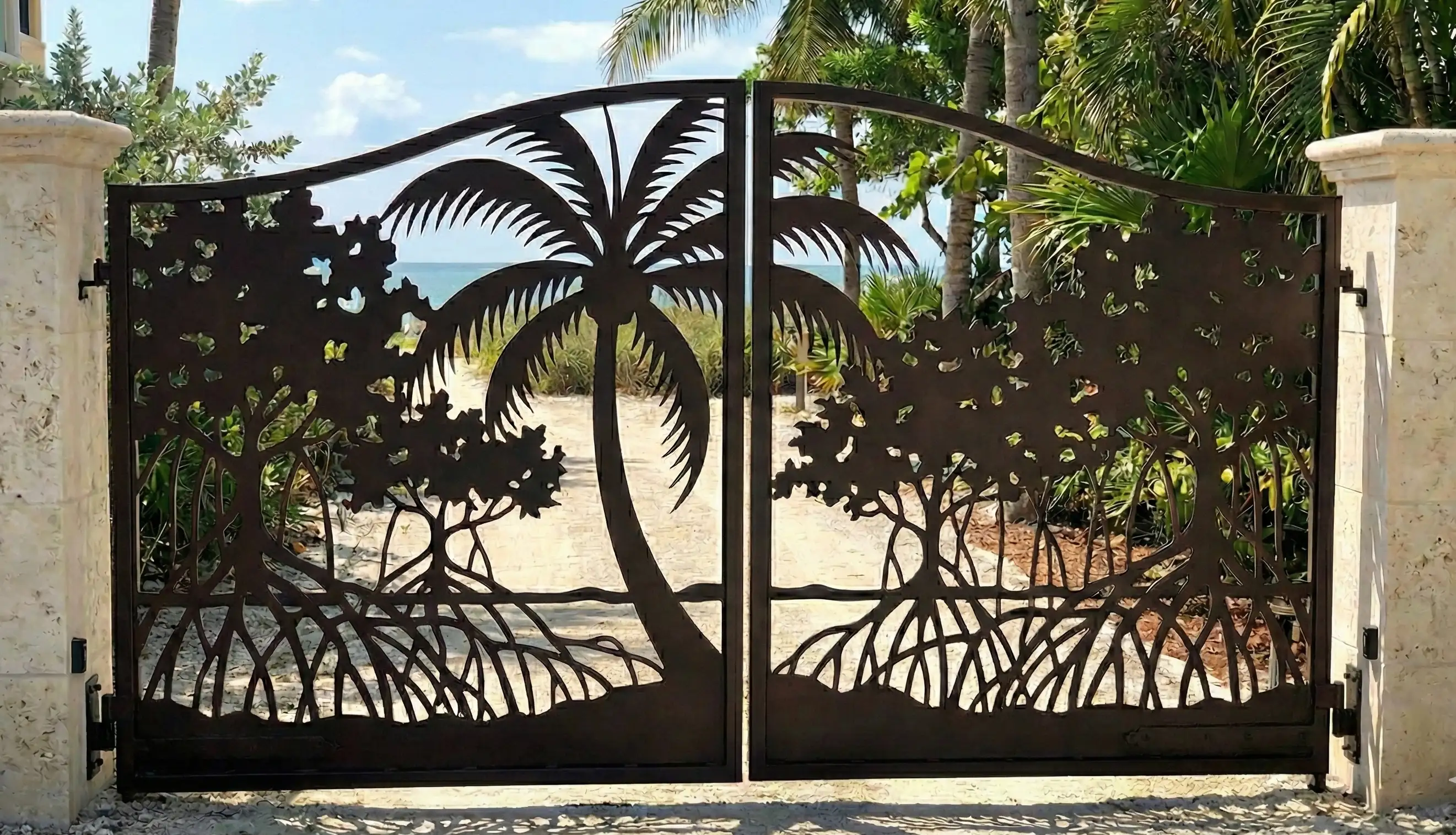 Custom Palm Tree Aluminum Gate
